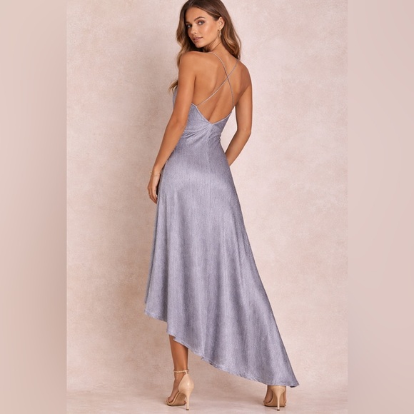 New Theory Silk Maxi Slip Dress Asymmetrical Hem Strappy Minimalist Elegant